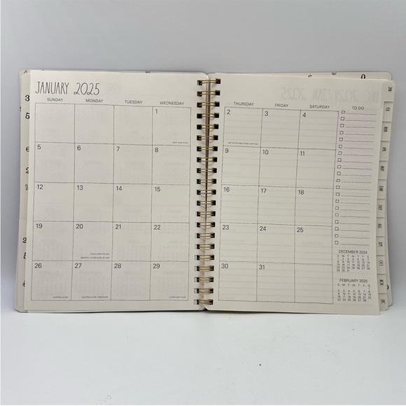 Rae Dunn 2025 Planner 12 month Planner Journal Soft Leather Cover Black - Picture 7 of 11